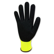 Bastion Monaco High Viz Yellow Polyester Gloves 13G Black Sandy Foam Nitrile Coating - Small (Size 7)