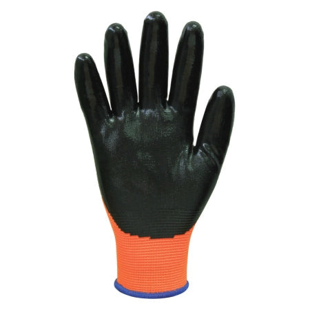 Bastion Marxen High Viz Orange Polyester Gloves 13G Black Nitrile Coating - Small (Size 7)