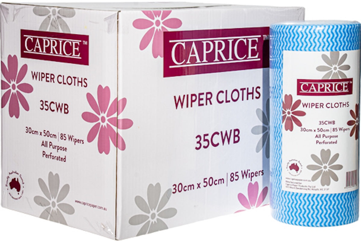 Carton of 6 Rolls Caprice Wiper Roll All Purpose Blue 50cm x 30c