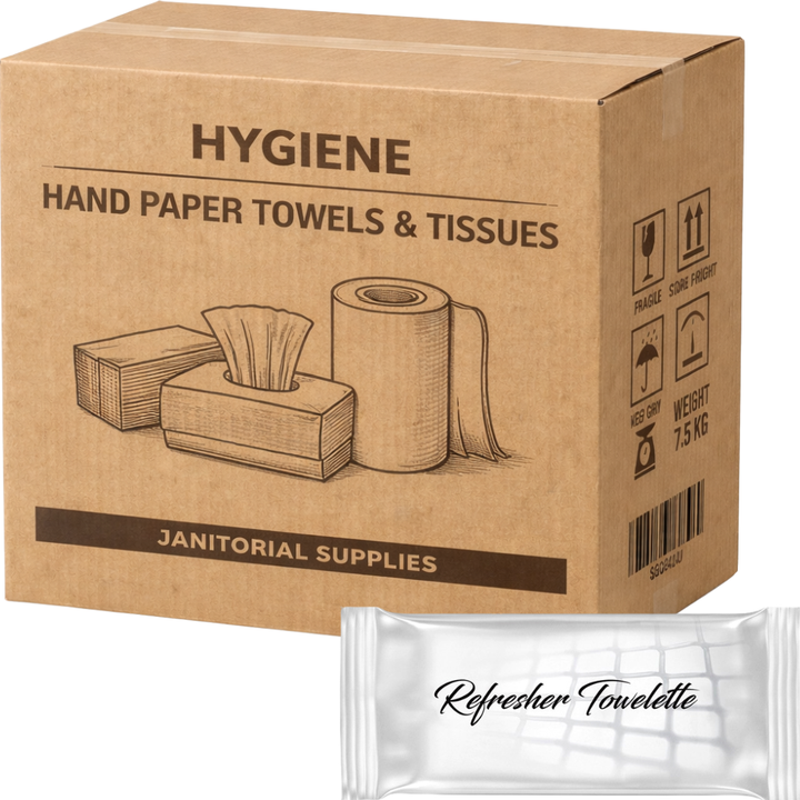 Carton of 1000 Refreshing Cleaning Towelettes / Non-Alcohol / Individually Wrapped