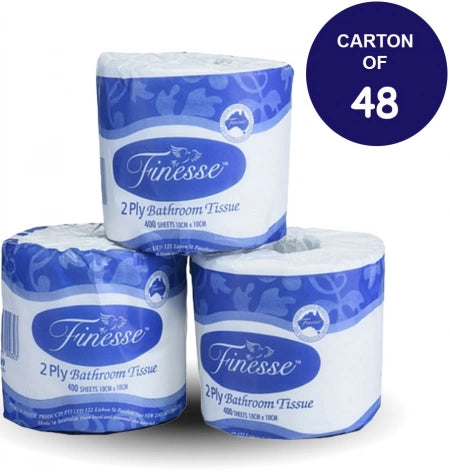 Carton of 48 Finesse Premium Bathroom Tissue Individually Wrapped 2 Ply - 400 Sheets/Roll (Premium Option)