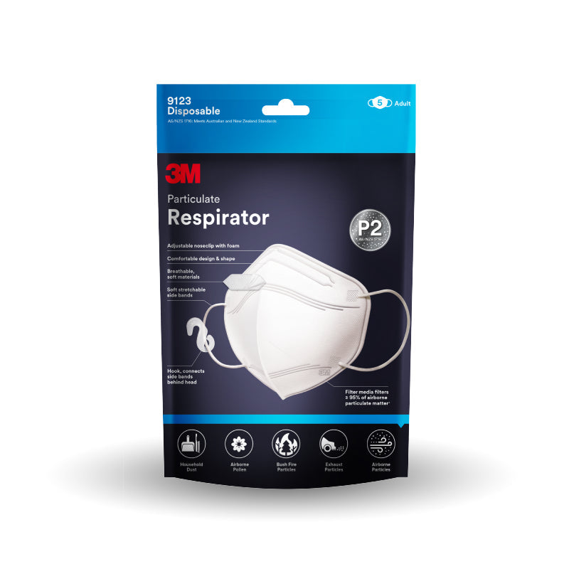 3M P2 Respirator 9123 Disposable Face Mask Pack of 5
