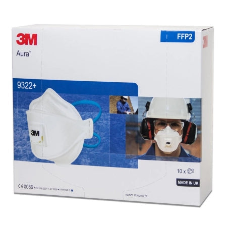 3M Aura 9322A+ P2 Respirator Face Mask / Flat Fold / Valved Box of 10