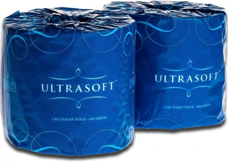 Carton of 48 Ultrasoft Toilet Paper Roll Individually Wrapped 2 Ply - 400 Sheets/Roll (Standard Option)