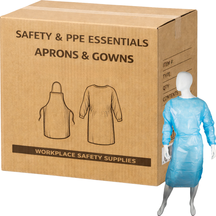 Carton of 50 PP/PE Clinical Isolation Gowns Level 4 Medical Knitted Cuff & Velcro Back - UNI (S, M, L)