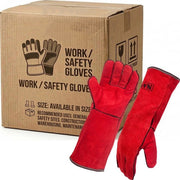 Carton of 60 Welding Gloves Namib Split Leather Red