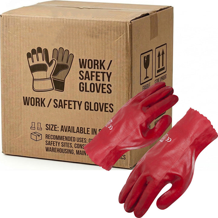 Carton of 120 Fully Coated PVC Red Single Dip 27cm Glove