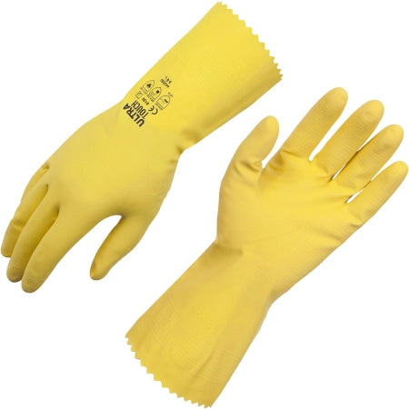 Ultra Touch Yellow Flocklined Rubber Gloves ~ Size 8 (Medium)