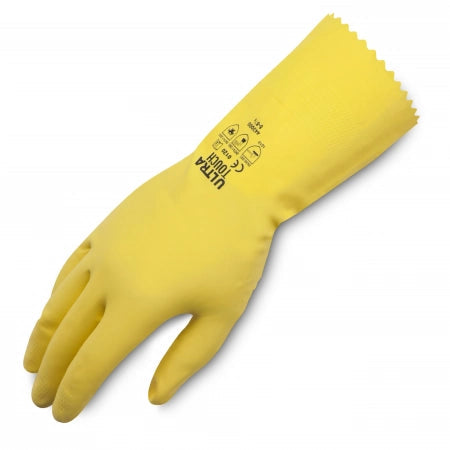 Ultra Touch Yellow Flocklined Rubber Gloves ~ Size 8 (Medium)