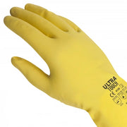 Ultra Touch Yellow Flocklined Rubber Gloves ~ Size 8 (Medium)