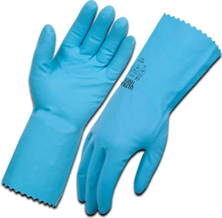 Ultra Touch Blue Flocklined 30cm Cuff Length Rubber Glove