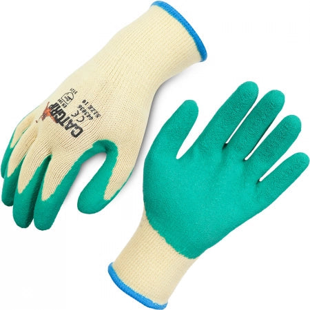 CATGRIP Green Knitted Polycotton Shell Latex Coated Palm Grip Gloves