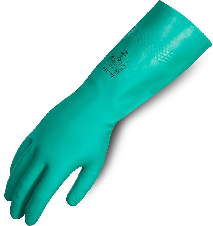Fully Coated Nitrile Rubber Solver Solvent Resistant 46cm Gloves ~ Size 10 (XLarge)