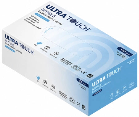 Ultra Touch Nitrile Gloves Medical Weight Chemo-Tested Powder-Free Blue 100 Pack
