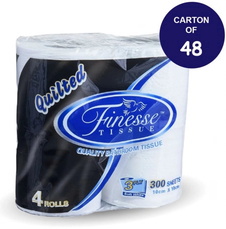 Carton of 48 Finesse Quilted Scented Bathroom Toilet Paper 3ply - 300 Sheets/Roll - 4/Pack (Premium Option)