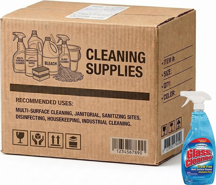 Carton of 12 HomeBright Trigger Bottle Glass Cleaner Multi Surface 650m