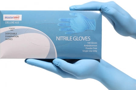 100pcs Mastermed 6g Blue Nitrile Gloves Powder Free