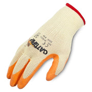 Carton of 120 CATGRIP Orange Knitted Polycotton Shell Latex Coated Palm Grip Gloves