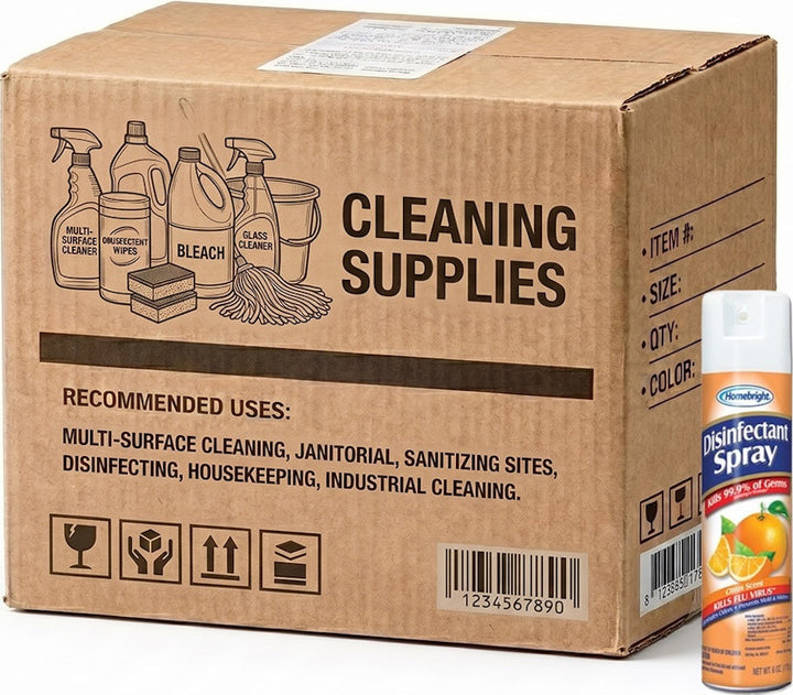 Carton of 12 HomeBright Disinfectant Spray - Citrus Scent 170g (Kills 99.9% of Germs)