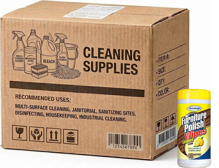 Carton of 24 HomeBright Furniture Polish Wipe