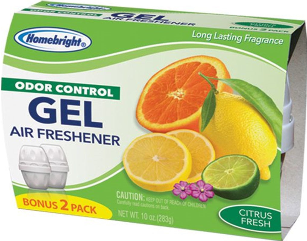 Carton of 24 Packs HomeBright Odor Control Gel Air Freshener - Citrus 283g