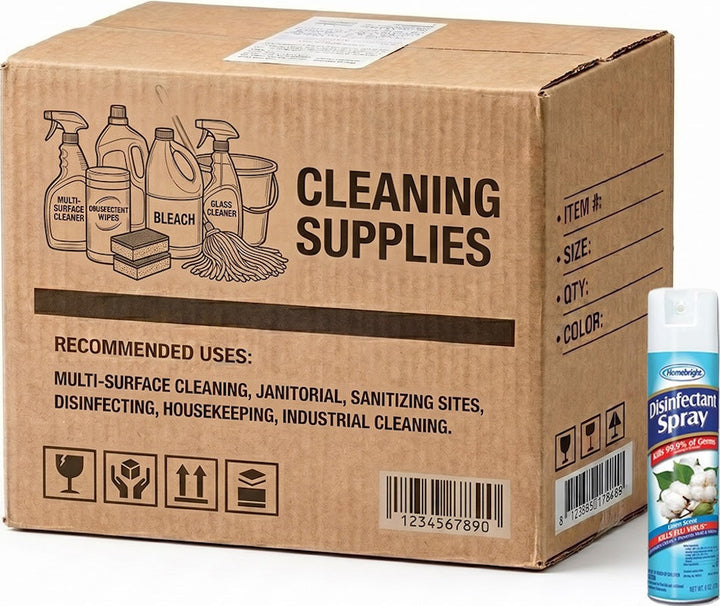 Carton of 12 HomeBright Disinfectant Spray Linen Scent - Kills 99.9% of Germ