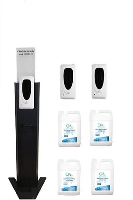 $506 Package 2: 2x Fixed Sanitiser Station + 1x Portable Sanitiser Station + 4x 5L Sanitisers