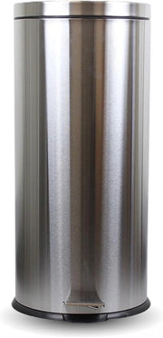 30L Compass Rubbish Bin with Pedal - Round -  Stainless Steel - 295 Dia x 650 H mm