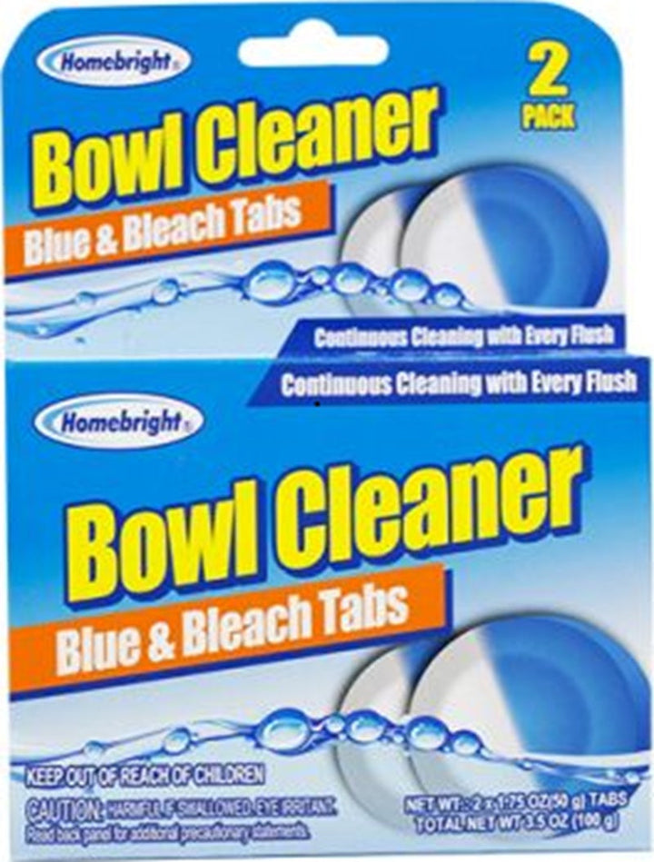Carton of 24 Packs Homebright Bowl Cleaner - Blue &amp; Beach Tabs 100g