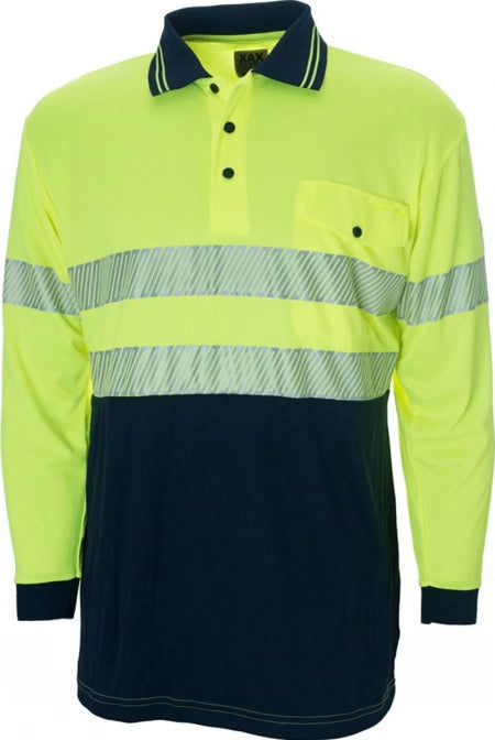 XAX RETRO-POLO L/S Taped as above with 50mm LOXY Retro Segmented Tape Hoops - Yellow/Navy (2XLarge)