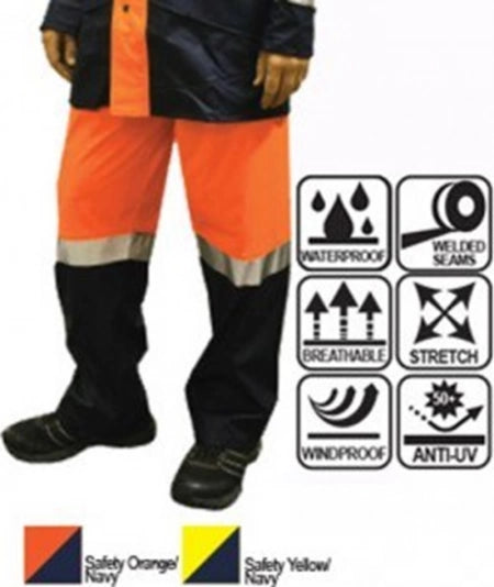 XAX DRIDAX Taped 100% Waterproof 300D Hi-Viz Trousers - Orange/Navy (Small)