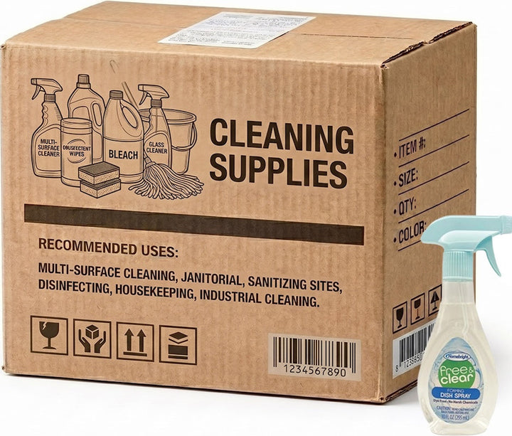Carton of 12 Homebright Free &amp; Clear Foaming Dish Spray 295ml (Dye Free / No Harsh Chemicals)