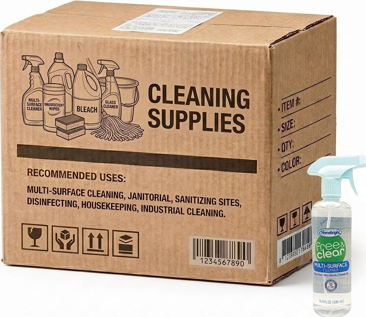 Carton of 12 Homebright Free &amp; Clear Multi Surface Cleaner 500ml (Dye Free / No Harsh Chemicals)
