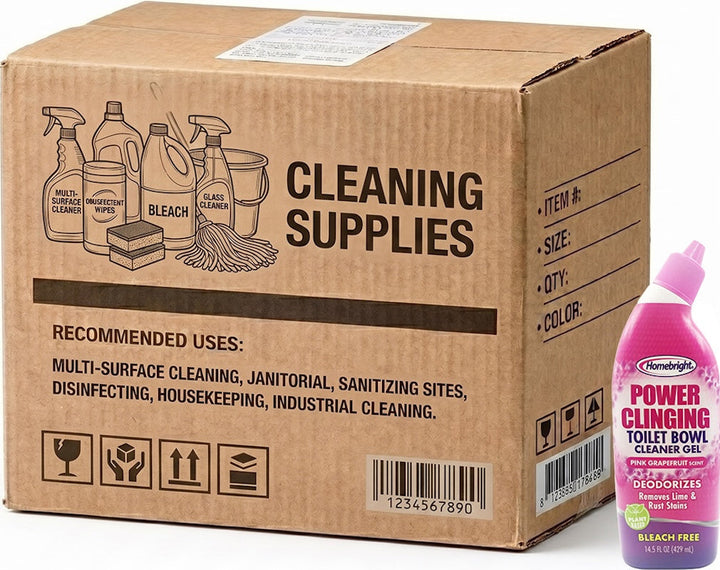 Carton of 12 Homebright Power Clinging Toilet Bowl Cleaner Gel Pink Grapefruit Scent 429m