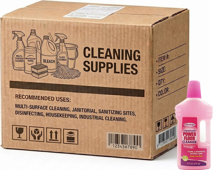 Carton of 12 Homebright Concentrated Power Floor Cleaner Pink Grapefruit Scent 473m