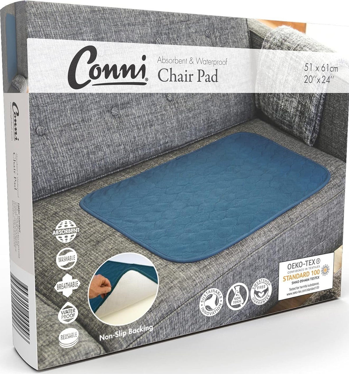 Conni Chairpad Large - Teal Blue 51 x 61c