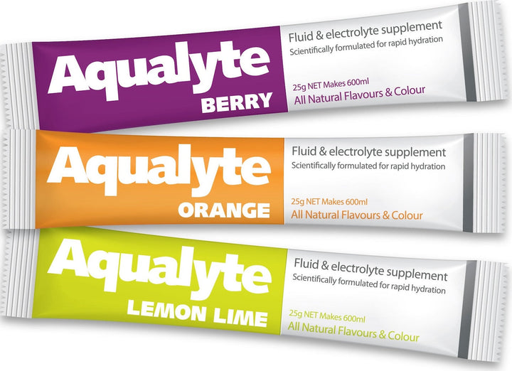 Box of 50 Maxisafe Aqualyte Electrolyte Powder Mixed Flavour Sachets 25g