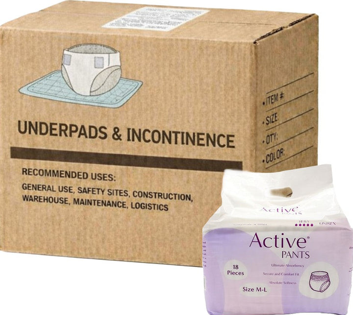 Carton of 6 Active Pants Premium Medium Large 85-125cm High Absorbency 2796m