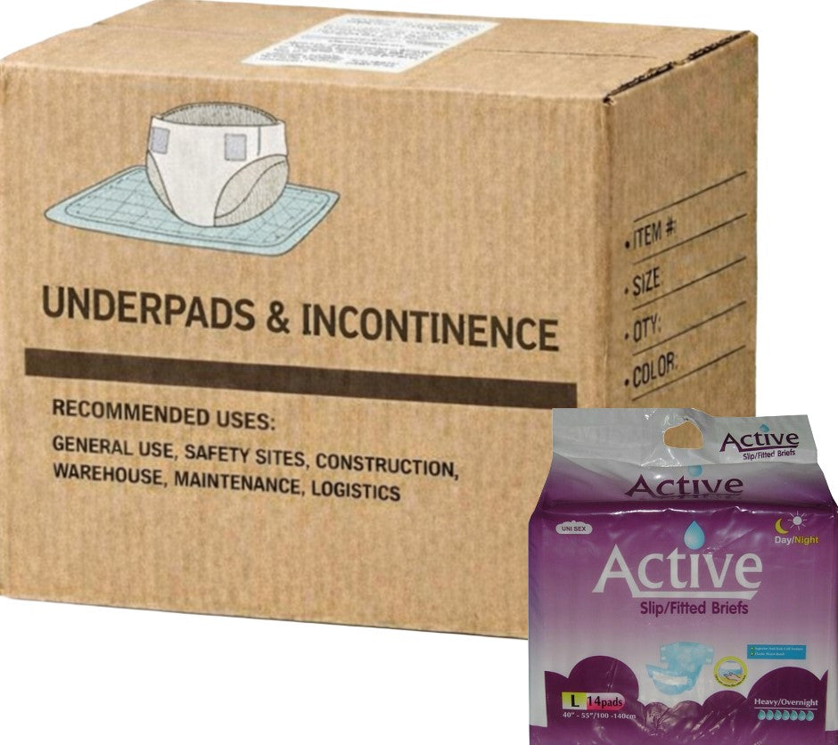 Carton of 4 Active Slips Premium Large High Absorbency 3900m