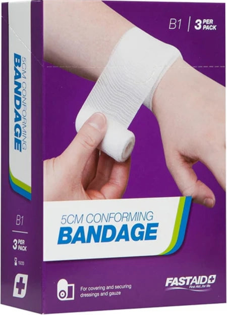 FastAid B1 Conforming Bandage 5cm Pack of 3