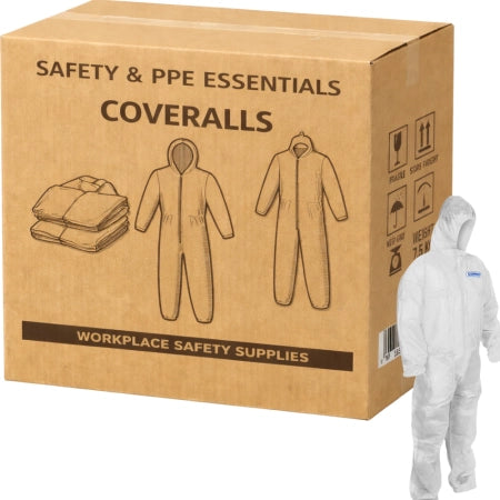 Carton of 500 Combat PP Polypropylene White Disposable Coverall - Large