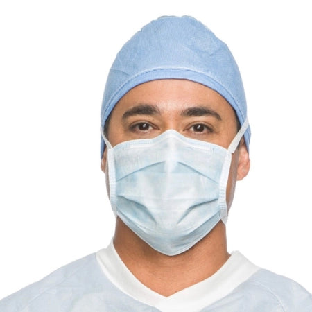 HALYARD Surgical Mask, Pleat-Style with Ties, Blue (50 Masks/Box)
