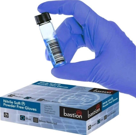 Box of 100 pcs Bastion Nitrile Soft Blue Biodegradable Powder Free Finger Micro Textured - X