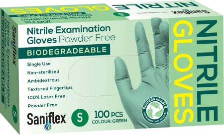 Saniflex Biodegradable Nitrile Gloves Green Box of 100