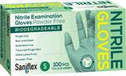 Carton of 1000 Saniflex Biodegradable Nitrile Gloves Green - XLarge