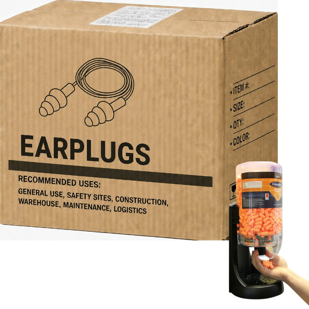 Carton of 2000 Pair DispensaPlug Orange PU Foam Earplugs Corded Class 5
