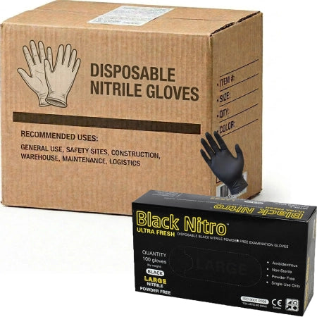 Carton of 1000 pcs Ultra Fresh Black Nitrile Gloves 5.5g Powder Free