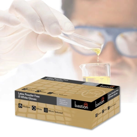 Bastion Latex Powder Free Gloves White Micro Textured Box of 100