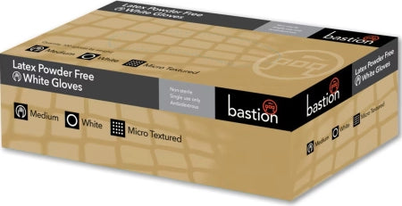 Bastion Latex Powder Free Gloves White Micro Textured Box of 100