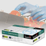 Bastion Vinyl Blue Powder Free Disposable Gloves Latex Free Non Sterile Box of 100